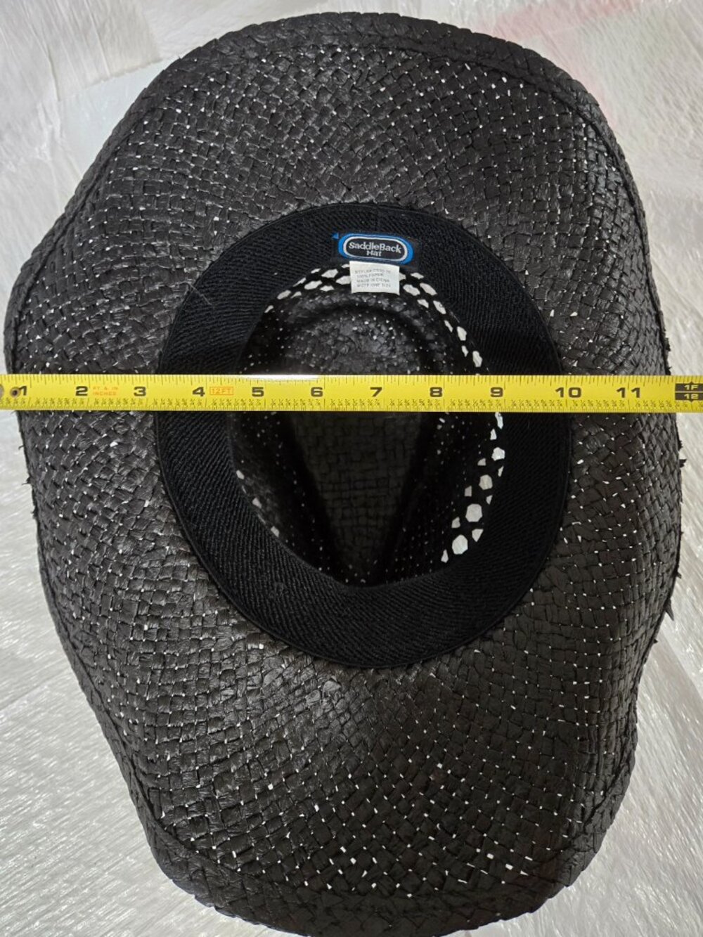 SaddleBack Black Woven Cowboy Hat One Size Beach Festival Western Boho - Picture 7 of 8